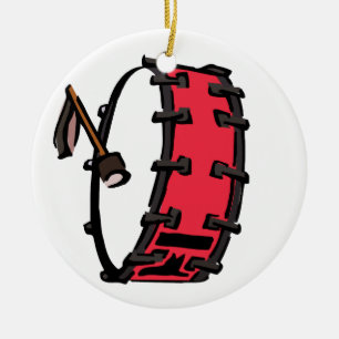 Ornamento De Cerâmica Vermelho de marcha do bombo com cabeça do espaço