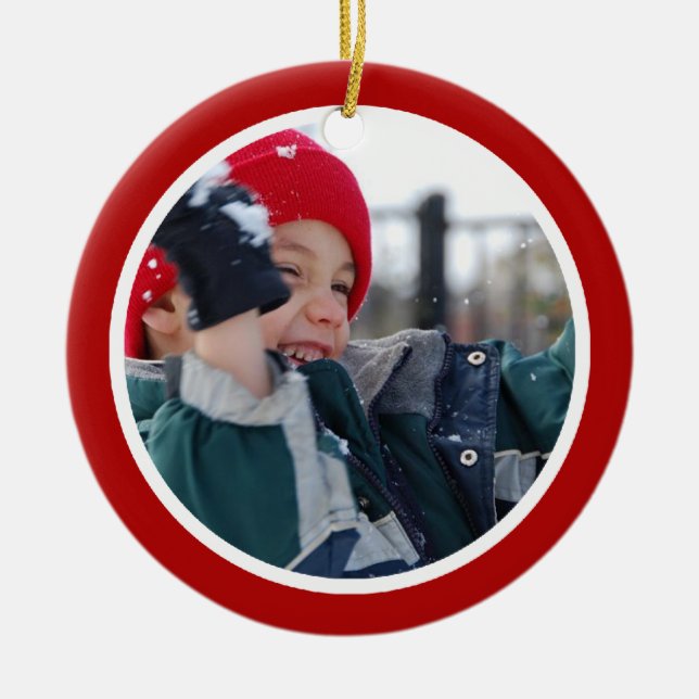 Ornamento De Cerâmica Vermelho e branco - um tomado partido (Frente)