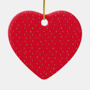 Ornamento De Cerâmica Vermelho engraçado do fundo da morango