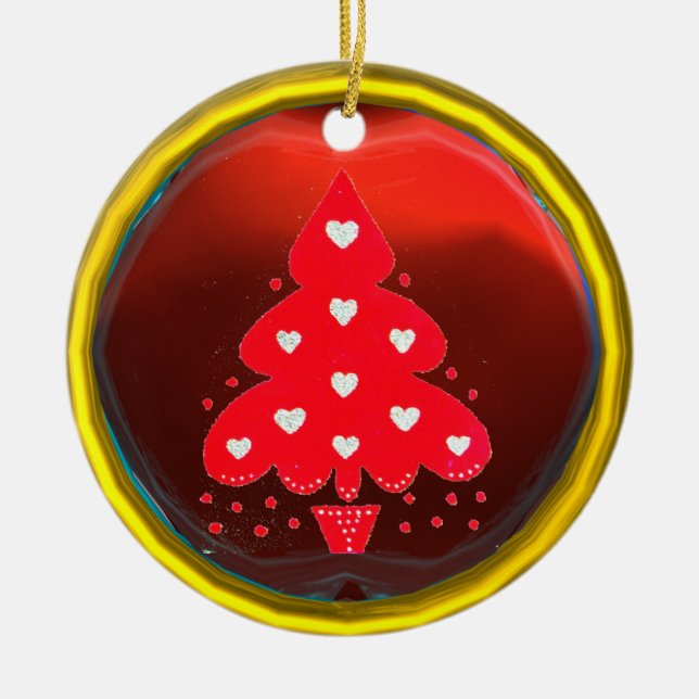 ORNAMENTO DE CERÂMICA VERMELHO FESTA DE FERIADO DE NATAL (Frente)