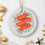 Ornamento De Cerâmica Vermelho Festivo Festivo 2024, Envolvido no Primei<br><div class="desc">Celebre um marco memorável com este elegante ornamento "Nosso Primeiro Natal Engajado em 2024". Apresentando uma bela coroa floral e uma faixa vermelha festiva, este ornamento é a perfeita guarnição para comemorar o momento especial do seu primeiro Natal como um casal noivo. Os detalhes florais vibrantes, combinados com o tema...</div>
