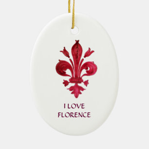 ORNAMENTO DE CERÂMICA VERMELHO FLEUR DE LISE