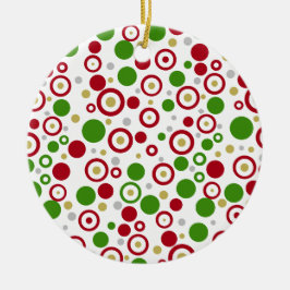Ornamento De Cerâmica Vermelho Natal Verde Geométrico Nome Duas Faces