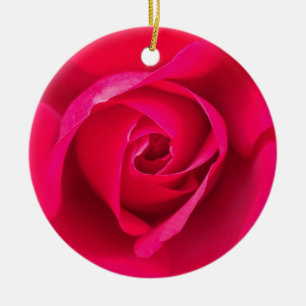 Ornamento De Cerâmica Vermelho Romântico Rosa Rosa v2