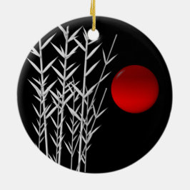 Ornamento De Cerâmica Vermelho-sol preto branco