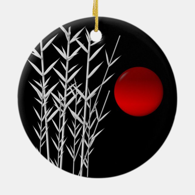 Ornamento De Cerâmica Vermelho-sol preto branco (Traseira)