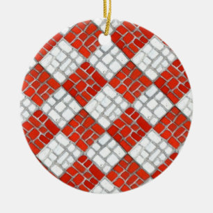 Ornamento De Cerâmica VERMELHO VERIFICAR MOSAIC Cerâmica Circular Orname