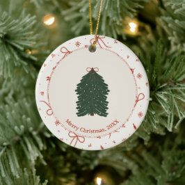 Ornamento De Cerâmica Vermelho Vermelho de Árvore Rústica Personalizada