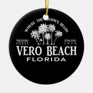 Ornamento De Cerâmica Vero Beach FL Onde Os Trópicos Começam Souvenir