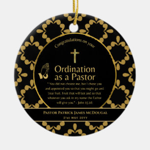 Ornamento De Cerâmica Versículo Bíblico Personalizado para Pastor Recém-