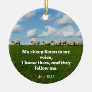 Ornamento De Cerâmica Verso bíblia, John 10:27, minha ovelha...