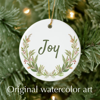 Ornamento De Cerâmica Verso da Bíblia de Joy Christian aquarela Natal