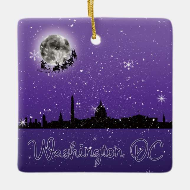 Ornamento De Cerâmica Véspera de Natal em Washington DC (Frente)