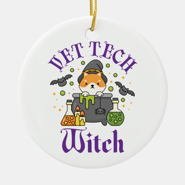 Ornamento De Cerâmica Vet Tech Witnician Veterinary Technician Halloween (Frente)