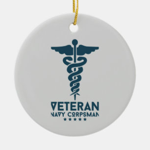 Ornamento De Cerâmica Veterano Marinho Corpsman