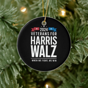 Ornamento De Cerâmica Veteranos Para Harris Walz 2024 Presidencial