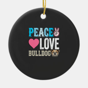 Ornamento De Cerâmica Vetor Bulldog Paz Amor