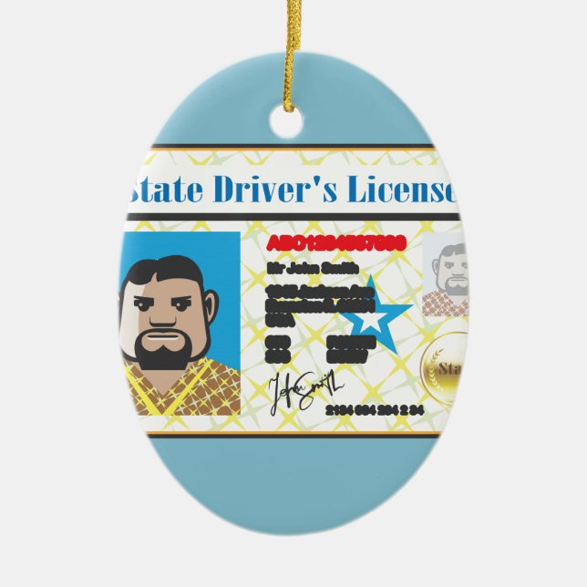 Ornamento De Cerâmica Vetor da identificação com foto do homem da (Frente)