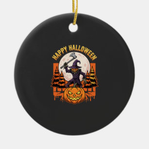 Ornamento De Cerâmica Vetor de Espantalho de Abóbora de Halloween Feliz