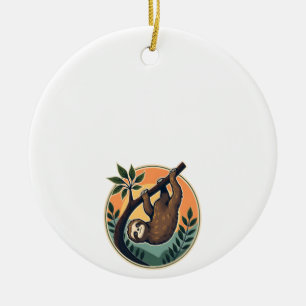 Ornamento De Cerâmica Vetor de Preguiça Vintage Símbolo de Vida Selvagem
