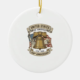 Ornamento De Cerâmica Vetor Patriótico do 250º Aniversário dos Estados U