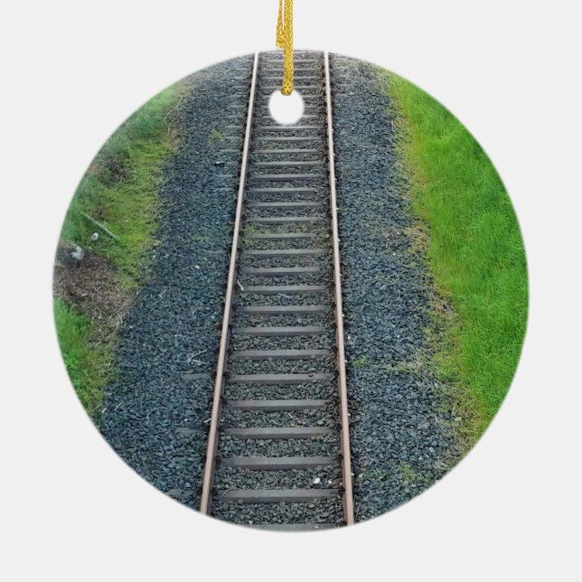 Ornamento De Cerâmica Via férrea do comboio na natureza, paisagem (Traseira)