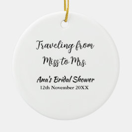 Ornamento De Cerâmica Viagem chá de noiva adicionar nome data senhorita 