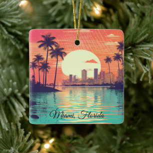 Ornamento De Cerâmica Viagem Colorida Vintage Retro Miami Flórida