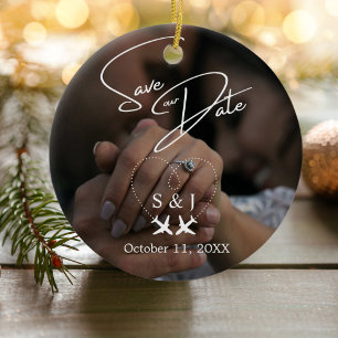 Ornamento De Cerâmica Viagem de Boate Avião Coração Salve A Data XMAS