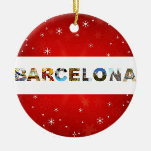 Ornamento De Cerâmica Viagem de Espanha de Barcelona Fotos Natal