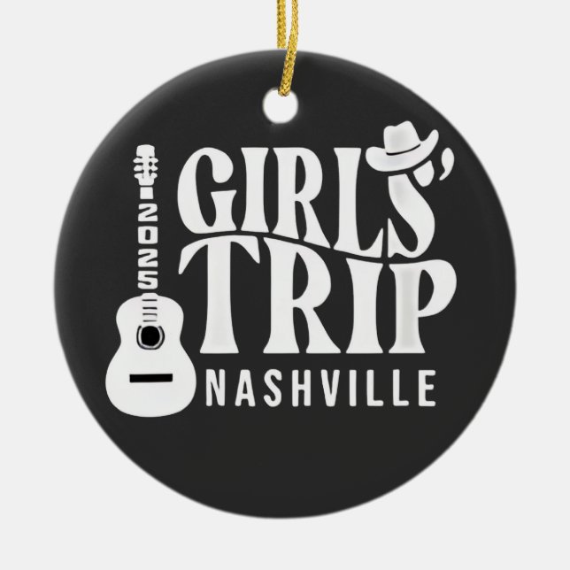 Ornamento De Cerâmica Viagem de Meninas Nashville 2025 Verão Férias  (Frente)
