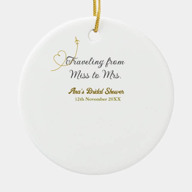 Ornamento De Cerâmica Viagem de Miss para Sra. chá de lingerie adicionar (Frente)