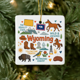 Ornamento De Cerâmica Viagem de Natal da Família Personalizada em Wyomin
