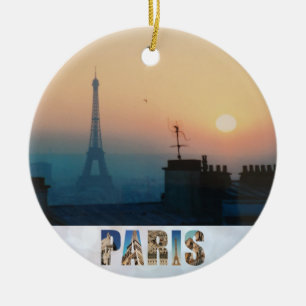 Ornamento De Cerâmica Viagem de Sunset City em França, Torre Eiffel de
