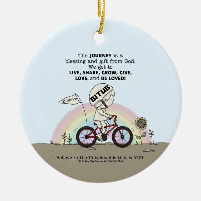 Ornamento De Cerâmica Viagem é um presente (Frente)
