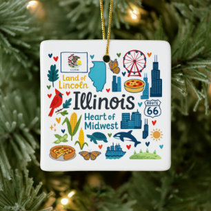 Ornamento De Cerâmica Viagem Familiar Personalizada de Natal em Illinois