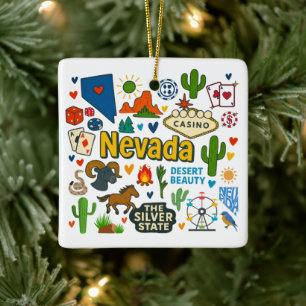Ornamento De Cerâmica Viagem Familiar Personalizada de Natal em Nevada