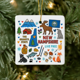 Ornamento De Cerâmica Viagem Familiar Personalizada de Natal em New Hamp