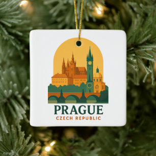 Ornamento De Cerâmica Viagem Retro pela Praga Vintage República Tcheca