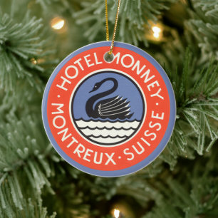 Ornamento De Cerâmica Viagens Antigas, Hotel Swan Bird Monney Suíça