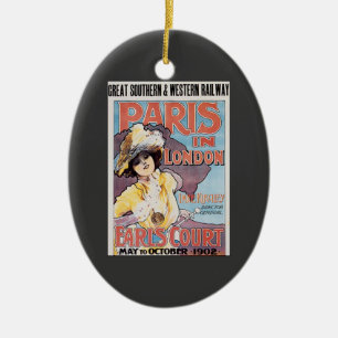 Ornamento De Cerâmica Viagens Antigas, Paris em Londres Mulher Ferroviár