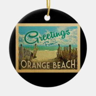 Ornamento De Cerâmica Viagens vintage alaranjadas da praia