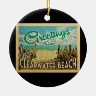 Ornamento De Cerâmica Viagens vintage da praia de Clearwater