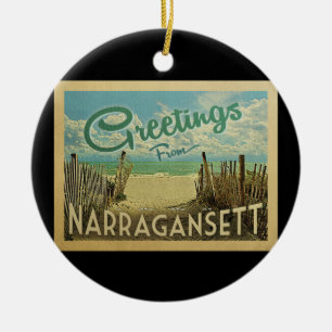 Ornamento De Cerâmica Viagens vintage da praia de Narragansett