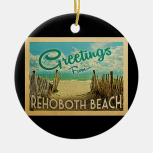 Ornamento De Cerâmica Viagens vintage da praia de Rehoboth