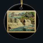 Ornamento De Cerâmica Viagens vintage do Parque Estadual de Gooseberry F<br><div class="desc">Viagens vintage estilo Gooseberry Falls State Park imagem apresentando uma bela cachoeira no parque localizado na costa norte de Minnesota do Lago Superior.</div>