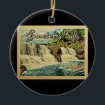 Ornamento De Cerâmica Viagens vintage do Parque Estadual de Gooseberry F<br><div class="desc">Viagens vintage estilo Gooseberry Falls State Park imagem apresentando uma bela cachoeira no parque localizado na costa norte de Minnesota do Lago Superior.</div>