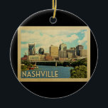 Ornamento De Cerâmica Viagens vintage do Tennessee Nashville<br><div class="desc">Design do Tennessee em estilo Viagens vintage,  em Nashville,  mostrando uma vista de linha do horizonte da cidade.</div>