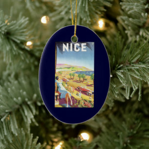 Ornamento De Cerâmica Viagens vintage, Nice, França, Riviera