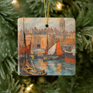 Ornamento De Cerâmica Viagens vintage Poster Art, Santo Malo, França